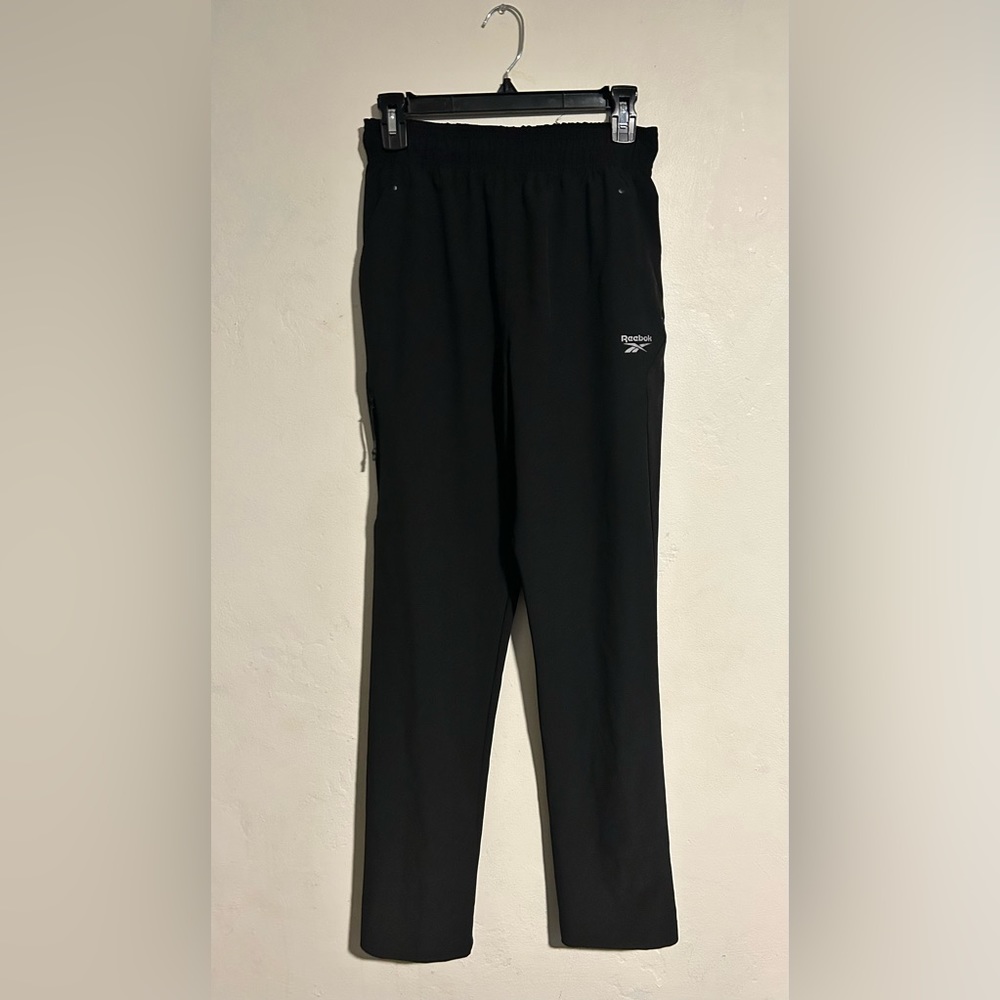 Reebok Women's Size S/CH/P Athletic Wind Pants Zip Ankles Black Zip Pocket